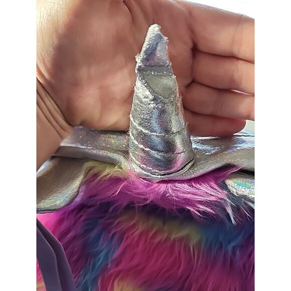 Wonder Nation Unicorn Fuzzy Backpack 17" Laptop Sleeve Reflective DAMAGED CORN - Picture 3 of 8